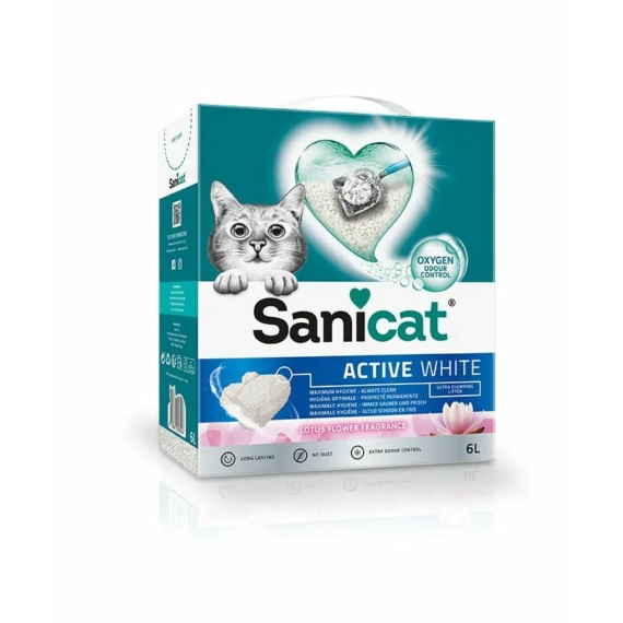 Sanicat macskaalom Active White Lotus Flower ultra csomósodó fehér bentonit  6l – macskaalom
