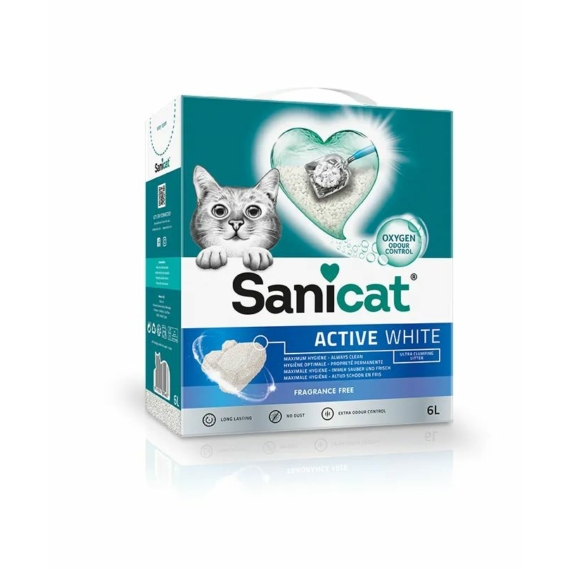 Sanicat macskaalom Active White ultra csomósodó fehér bentonit 6l – macskaalom