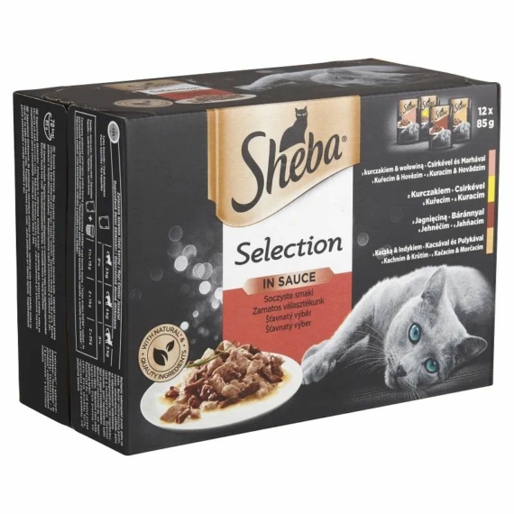 Sheba alutasak 12 pack húsos 12*85gr – konzerves macskaeledel