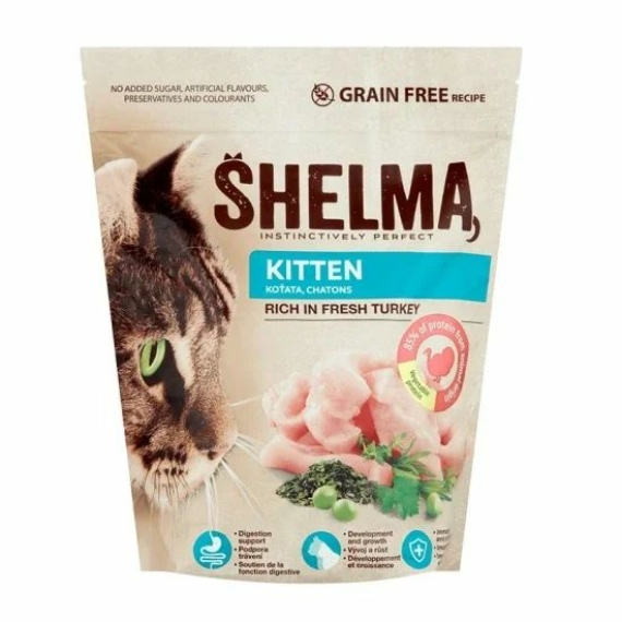 Shelma Száraz Kölyök Macskaeledel, Grain free 750g, Pulyka – száraz macskatáp