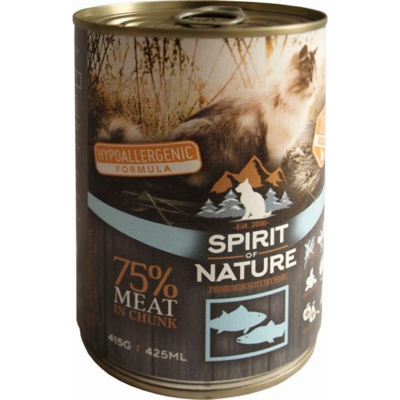 Spirit of Nature Cat konzerv Tonhallal és lazaccal 415gr – konzerves macskaeledel
