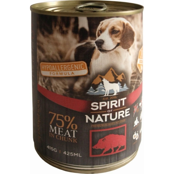 Spirit of Nature Dog konzerv Vaddisznóhússal 415gr – konzerves kutyaeledel
