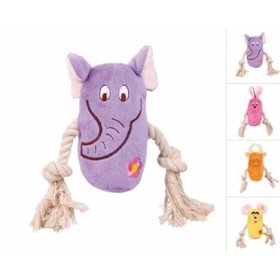 Trixie Játék Plüss Állatok kötéllel 13cm – kutyajáték