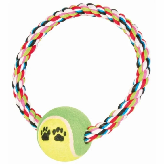 Trixie Játék rágókötél Karika teniszlabdával 18cm/6cm – kutyajáték