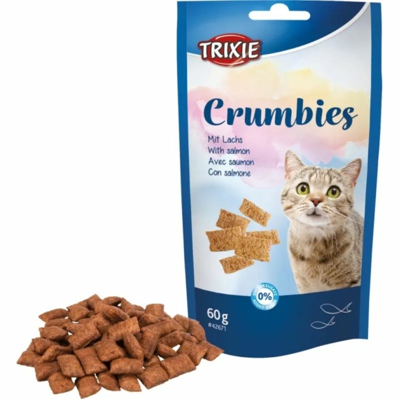 Trixie Jutalomfalat Macskának Crumbies Lazaccal és Taurinnal 60g – jutalomfalat kutyáknak