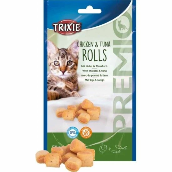 Trixie Jutalomfalat Premio Macskának Csirke és Tonhal Roll 50g – jutalomfalat kutyáknak