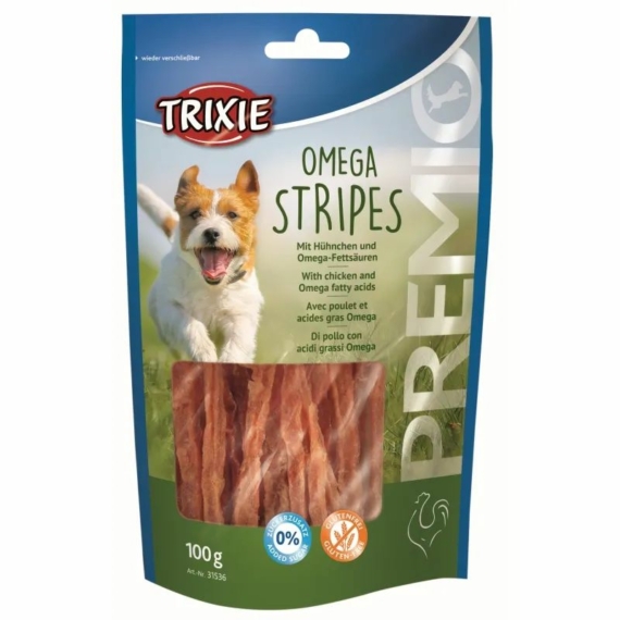 Trixie Jutalomfalat Premio Omega Stripes Csirkés 100gr – jutalomfalat kutyáknak