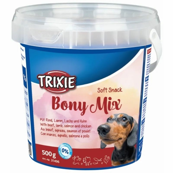 Trixie Jutalomfalat Soft Snack Bony Mix Vödrös 500gr – jutalomfalat kutyáknak