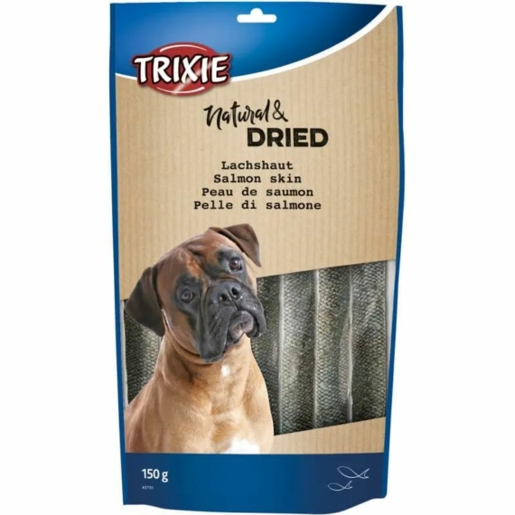 Trixie Jutalomfalat Szárított Lazacbőr, 150g – jutalomfalat kutyáknak