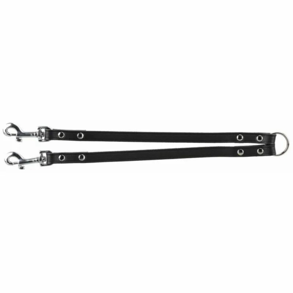 Trixie Póráz Basic Bőr Kettös Vezető XS-S 30cm/10mm fekete