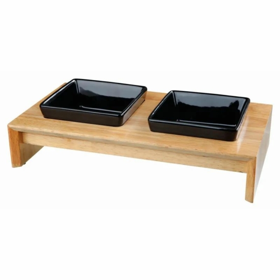 Trixie Tál Kerámia Fa Állványon Kutyának 2x0.4l 39x19x7cm fekete