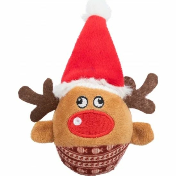 Trixie Xmas plüss csörgős labda rénszarvas 6*12cm – kutyajáték