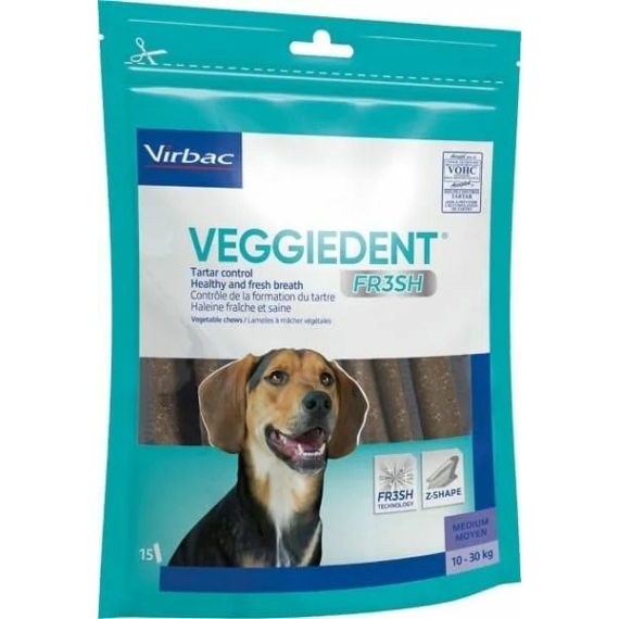 Veggiedent FR3SH rágószalag M 10-30 kg között 15 db – jutalomfalat kutyáknak