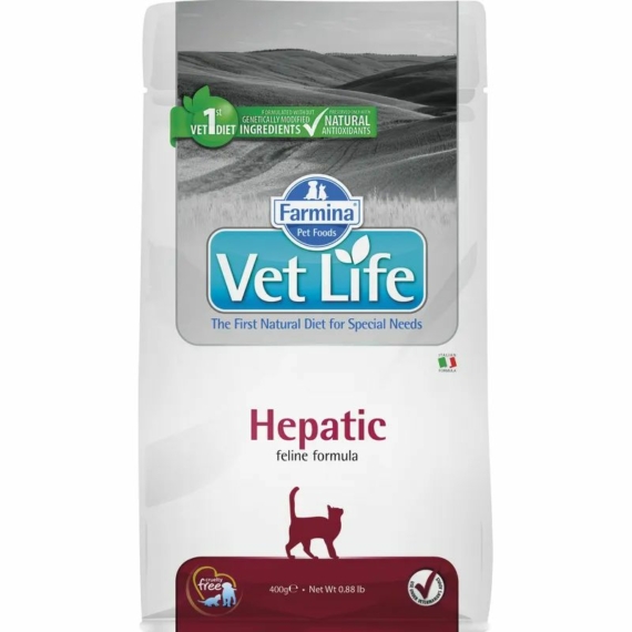 Vet Life Natural Diet Cat Hepatic 400gr – száraz macskatáp