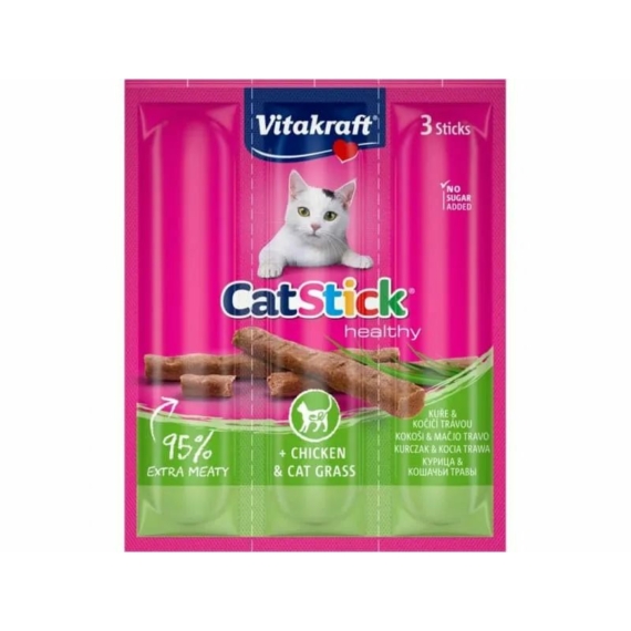 Vitakraft Cat Stick Jutalomfalat Mini Csirke & Macskafű 3x6g – jutalomfalat kutyáknak