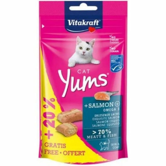 Vitakraft Cat Yums Jutalomfalat Puha Lazac 40g + 20% ajándék – jutalomfalat kutyáknak