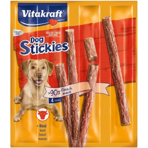 Vitakraft Dog Stickies Kutya Jutalomfalat Marhahússal 4x11g – jutalomfalat kutyáknak