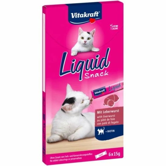 Vitakraft Macska Folyékony Jutalomfalat Májas és Biotin 6x15g