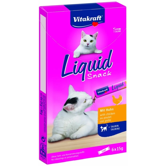 Vitakraft Macska Folyékony Jutalomfalat Taurinnal & Csirkehússal 6x15g – jutalomfalat kutyáknak