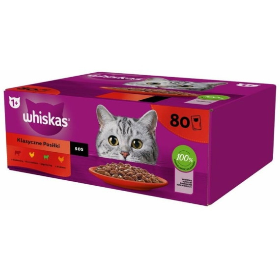 WHISKAS alutasak 80-pack klasszikus válogatás mártásban 80*85g