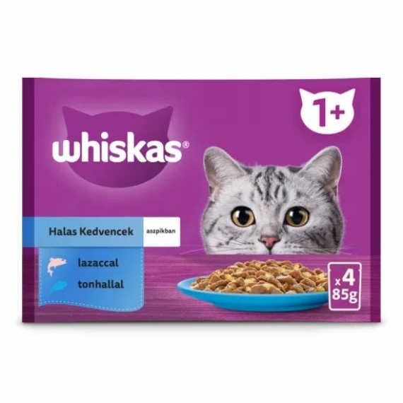 Whiskas alutasak 4-pack halas aszpikban 4x85g – konzerves macskaeledel