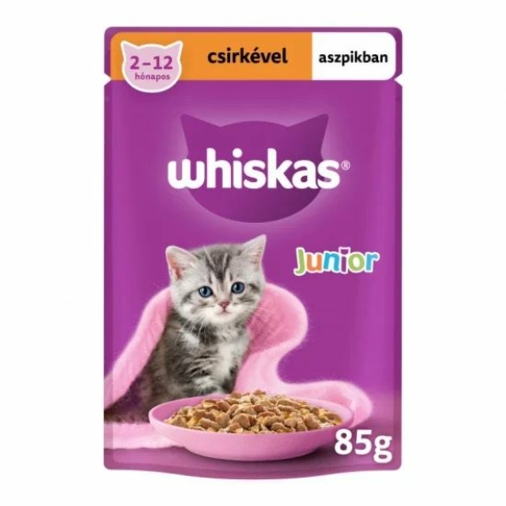 Whiskas Alutasakos Junior Csirke Aszpikban 85g – konzerves macskaeledel