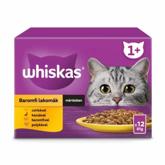 Whiskas Alutasakos Szárnyas Válogatás Mártásban 12x85g – konzerves macskaeledel