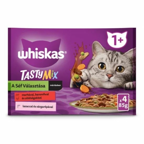 Whiskas alutasak 4-pack Tasty Mix Chef´s choice mártásban 4x85g – konzerves macskaeledel