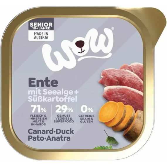 WOW Dog Alutálka Senior Kacsa 150g – konzerves kutyaeledel