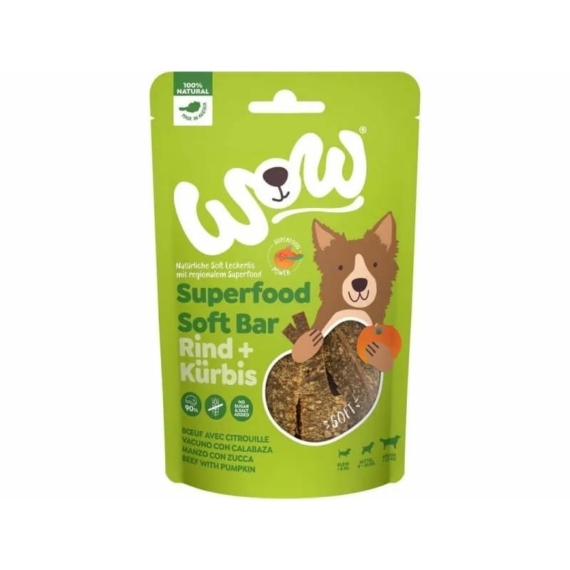WOW Dog Superfood Soft Bar Snack Marha&sütőtök 150g – jutalomfalat kutyáknak