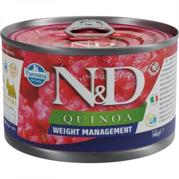 N&D Quinoa Dog konzerv Weight Management adult mini 140g