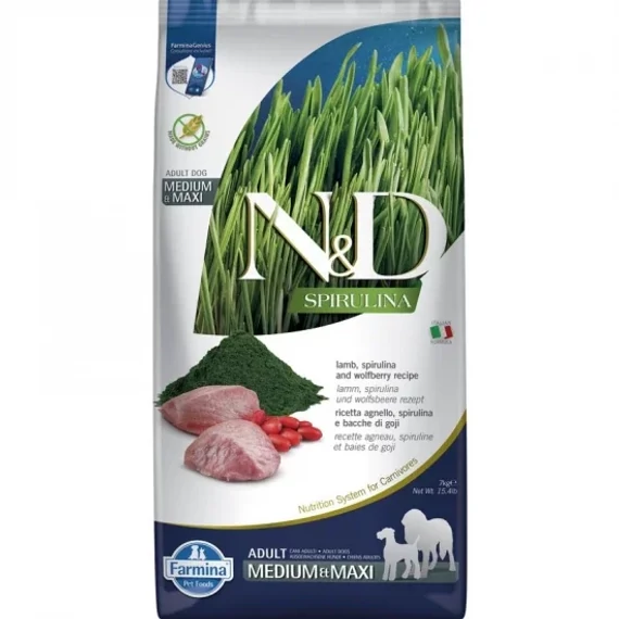 N&D Spirulina Dog bárány adult medium/maxi 7kg