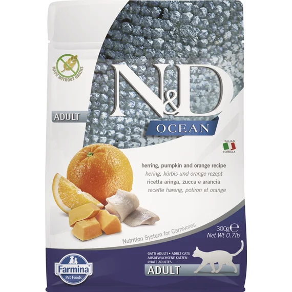 N&D Cat Ocean hering, sütőtök, narancs adult 300g