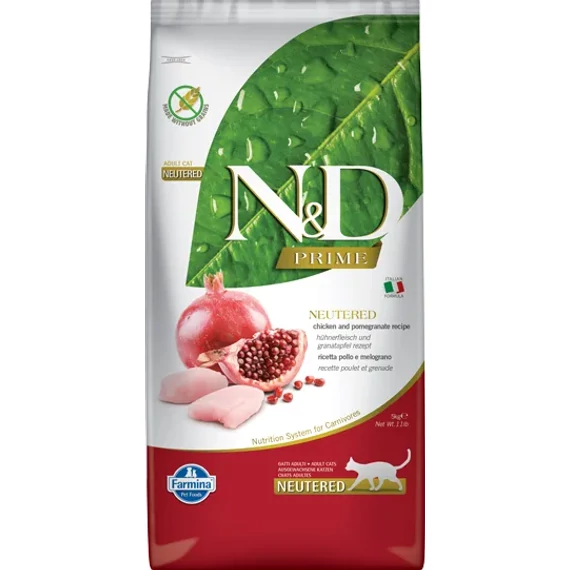 N&D Cat Prime csirke&gránátalma adult ivartalanított 5kg