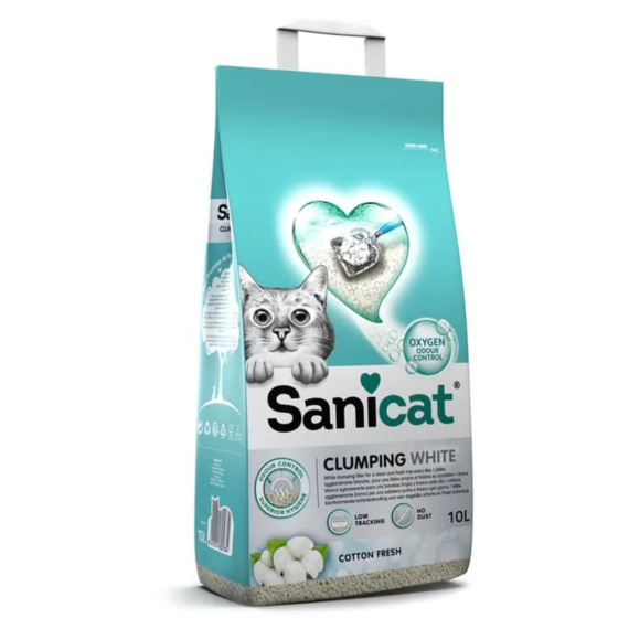 Sanicat macskaalom Clumping White Cotton fresh csomós. fehér bentonit 10l